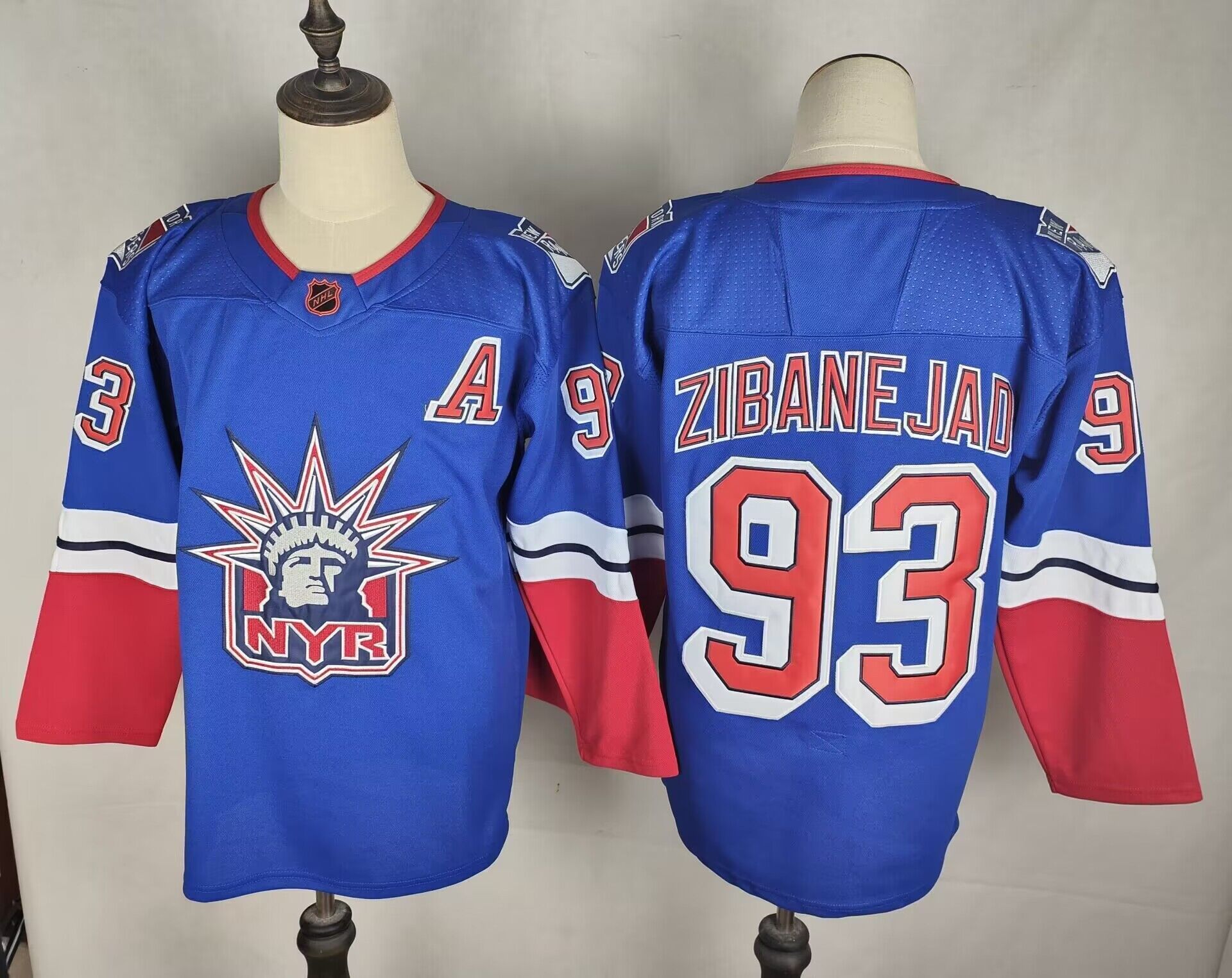 Mens New York Rangers #93 Mika Zibanejad Blue 2022 Reverse Retro Stitched Jersey->new york rangers->NHL Jersey